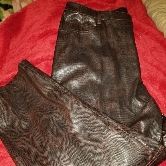 Brown Faux Leather pants - Picture 1 of 6